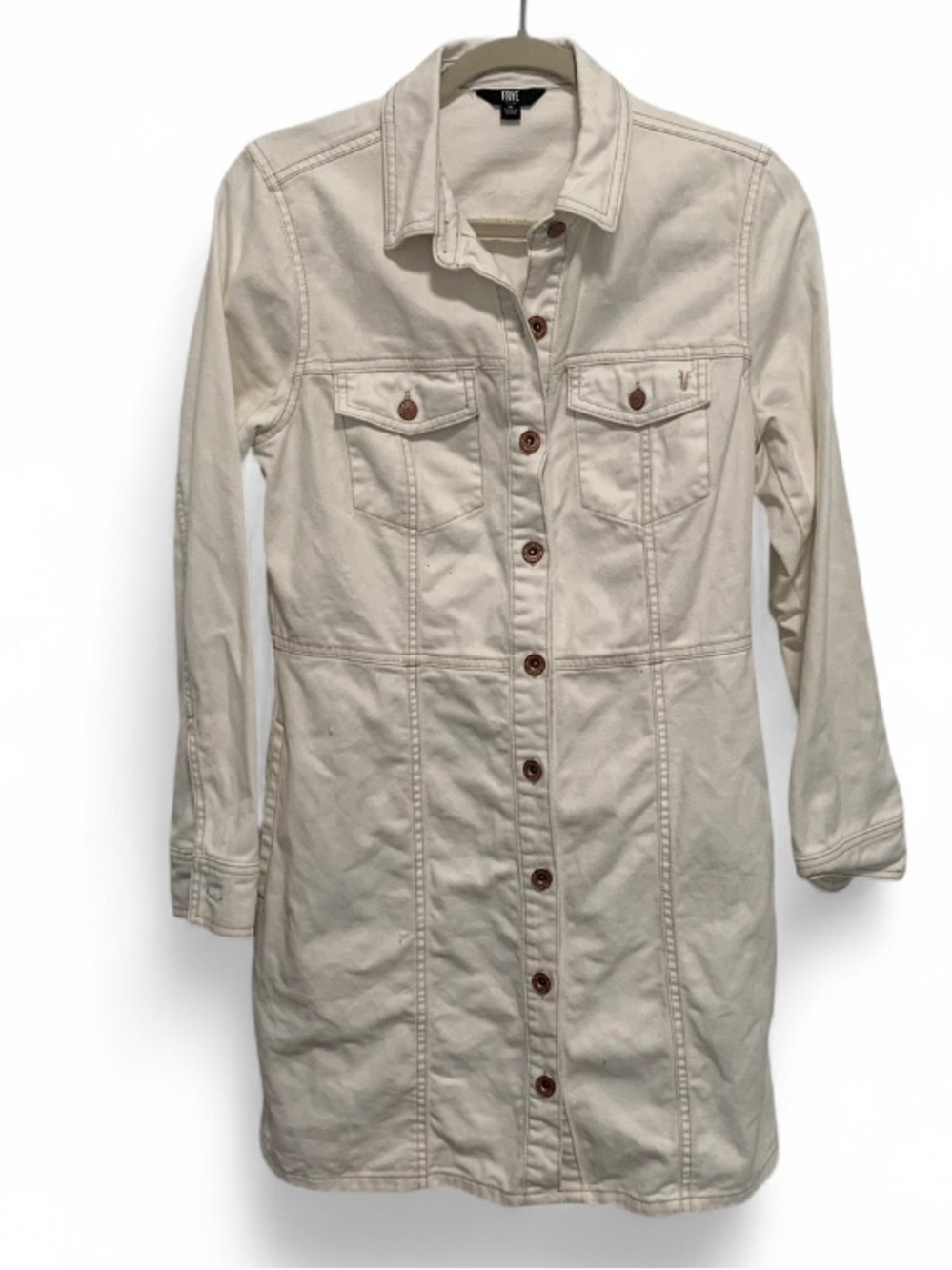 Frye Cream Long Sleeve Button Down Denim Dress